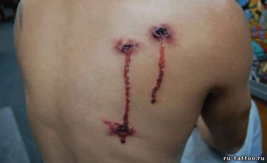 Татуировки в виде пулевых ранений